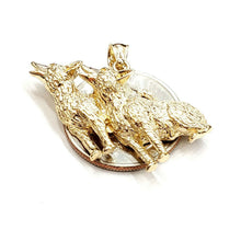 Load image into Gallery viewer, 14k yellow Gold howling wolf pack body animal Pendant charm fine jewelry 6.7g