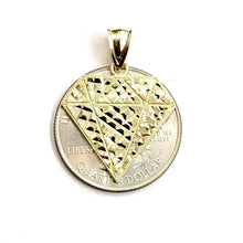 Load image into Gallery viewer, 10k yellow gold diamond shape pendant charm fine gift jewelry diamond cut 1.9g