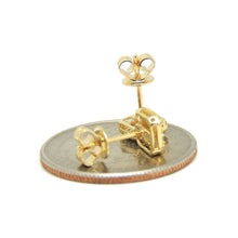Load image into Gallery viewer, 14k yellow Gold 0.22Ct Round Diamond square stud Earrings Push Back Fastening