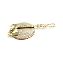 Load image into Gallery viewer, New 14k Yellow Gold Solid 3D AXE Pendant charm outdoor tool fine jewelry 3.6g