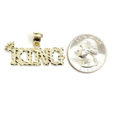 Load image into Gallery viewer, New 10k yellow Gold KING Crown word Pendant charm diamond cut fine jewelry 2.9g