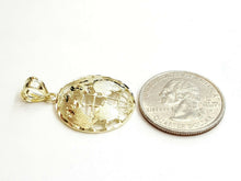 Load image into Gallery viewer, 10k yellow gold round globe planet earth world map pendant jewelry 0.88" 1.9g