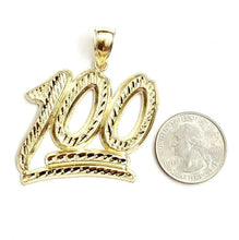 Load image into Gallery viewer, New 10K Solid Yellow Gold Diamond Cut One Hundred 100 Charm Pendant jewelry 8.3g