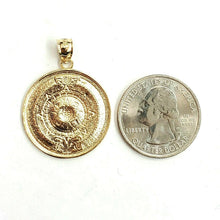 Load image into Gallery viewer, 14k yellow solid Gold Aztec Mayan sun calendar Azteca pendant jewelry 1.02" 3.6g