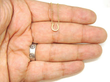 Load image into Gallery viewer, 14k yellow Gold 0.06Ct Diamond horseshoe necklace gift luck 18" adjustable chain