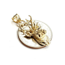 Load image into Gallery viewer, 14k yellow Gold deer buck male head Hunting Pendant charm gift jewelry 4.3g