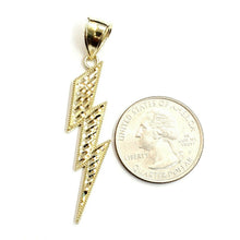 Load image into Gallery viewer, 10k yellow gold lightning bolt pendant charm fine gift jewelry diamond cut 2.4g