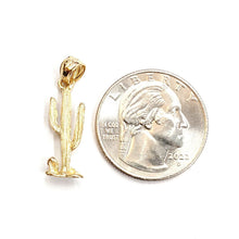 Load image into Gallery viewer, New 14k yellow solid Gold 3D saguaro cactus Pendant charm gift fine jewelry 1.4g