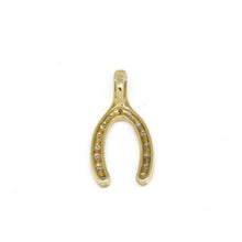 Load image into Gallery viewer, New 14k yellow Gold 0.15ct Diamonds wishbone pendant fine gift jewelry for her