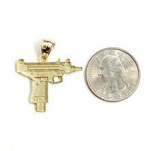 Load image into Gallery viewer, 10k yellow Gold solid Uzi machine gun Pendant charm gift male fine jewelry 2.2g