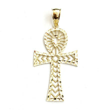 Load image into Gallery viewer, New 10k yellow gold Egyptian ankh cross pendant charm diamond cut religious 6g