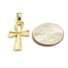 Load image into Gallery viewer, 10k yellow gold Egyptian ankh cross pendant charm fine religious jewelry 1.9g