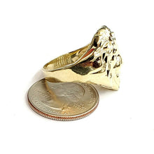 Load image into Gallery viewer, New 10k yellow gold lion head zodiac Leo men's Ring diamond cut jewelry Size 9.5