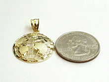 Load image into Gallery viewer, 10k yellow gold round globe planet earth world map pendant jewelry 0.88" 1.9g