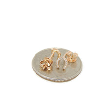 Load image into Gallery viewer, 14k rose Gold 0.06Ct Diamond horseshoe stud Earrings gift Push Back Fastening