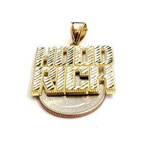 Load image into Gallery viewer, New 10k yellow Gold Hood Rich word Pendant charm diamond cut fine jewelry 7.2g