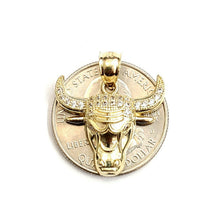 Load image into Gallery viewer, 10k yellow Gold Taurus bull zodiac Pendant cubic zirconia fine gift jewelry 2.8g