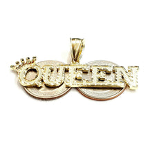 Load image into Gallery viewer, 10k yellow Gold Queen Crown Tiara Pendant charm diamond cut fine jewelry 5.9g