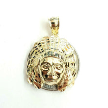 Load image into Gallery viewer, New 10k yellow solid Gold Indian face head Pendant diamond cut fine jewelry 3.2g