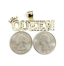 Load image into Gallery viewer, 10k yellow Gold Queen Crown Tiara Pendant charm diamond cut fine jewelry 4.4g