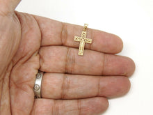 Load image into Gallery viewer, 14k yellow gold cross Jesus pendant charm with heart religious fine jewelry 1.1g
