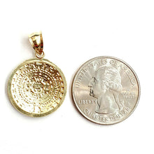 Load image into Gallery viewer, 10k yellow Gold solid Aztec Mayan sun calendar Azteca pendant gift 0.80" 2.7g