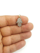 Load image into Gallery viewer, 14k yellow gold Khamsa Hamsa hand Jewish charm fine religious jewelry 0.83" 2.2g