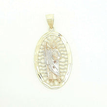 Load image into Gallery viewer, 14k Gold multi tone oval saint Jude juda Pendant charm fine religious gift 2.2g