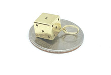 Load image into Gallery viewer, 14k yellow Gold 3D hollow dice Pendant charm gamble gift sport fine jewelry 1.6g