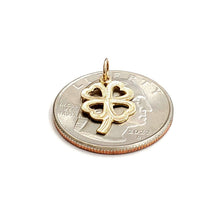 Load image into Gallery viewer, New 14k yellow Gold tiny clover leaf heart lucky Pendant charm fine jewelry 0.7g