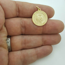 Load image into Gallery viewer, New 14k yellow gold round saint Jude Judah Thaddeus pendant religious 0.73" 3.1g