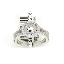 Load image into Gallery viewer, 0.39Ct Natural Diamond 14k White Gold Semi Mount halo Ring round center size 6.5