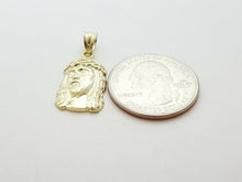 Load image into Gallery viewer, 10k yellow gold jesus face head pendant charm fine religious jewelry unisex 1.6g