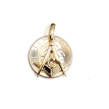 Load image into Gallery viewer, 14k yellow Gold Freemason Masonic Pendant charm gift religious fine jewelry 2.3g
