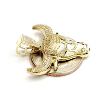 Load image into Gallery viewer, 10k yellow Gold Taurus bull zodiac Pendant cubic zirconia fine gift jewelry 4.6g
