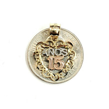 Load image into Gallery viewer, New 14k tri color Gold heart 15 años 15 years Pendant charm fine jewelry 1.3g
