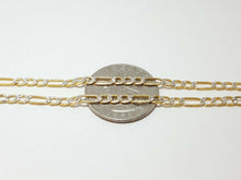 Load image into Gallery viewer, Men's Women's 14K two-tone Gold hollow Figaro Link Chain jewelry 3.4mm 24" 5.3g