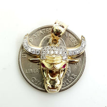 Load image into Gallery viewer, 14k yellow Gold Taurus bull zodiac Pendant charm zirconia fine gift jewelry 2.9g