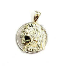 Load image into Gallery viewer, New 10k solid yellow Gold Chief face head Pendant diamond cut fine jewelry 2.4g