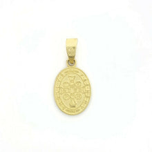 Load image into Gallery viewer, 14k gold two tone oval saint benedict san Benito pendant religious jewelry 1g