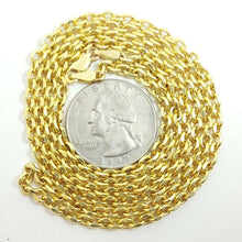 Load image into Gallery viewer, New 10K yellow gold 3.5mm Hollow rolo link chain Necklace 10.7 Grams 30"