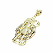 Load image into Gallery viewer, 10k yellow Gold Egypt jackal god Anubis holding Ankh Pendant fine jewelry 3.2g