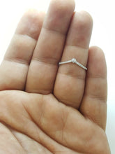 Load image into Gallery viewer, 14k white Gold pave curved chevron 0.09ct real diamond wedding Ring Size 7.25