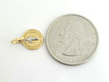 Load image into Gallery viewer, 14k gold two tone round saint Benedict San Benito pendant religious 0.39" 0.6g