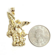 Load image into Gallery viewer, New 14k yellow gold saint Michael pendant charm fine religious gift jewelry 4.5g