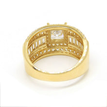 Load image into Gallery viewer, 14k yellow Gold woman wide engagement ring princess cut cubic zirconia size 7
