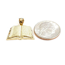 Load image into Gallery viewer, 10k yellow gold lord's prayer book our father bible verse pendant jewelry 2.3g