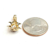 Load image into Gallery viewer, 14k tri color gold frog pendant charm red cubic zirconia gift fine jewelry 2.3g