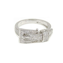 Load image into Gallery viewer, 0.55ct genuine diamond 14k White Gold Women belt buckle Ring fine jewelry Size 7