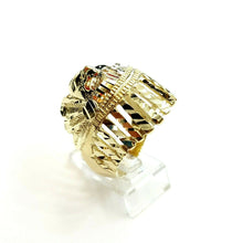 Load image into Gallery viewer, 10k yellow gold native American Indian chief head mens Ring diamond cut Size 9.5